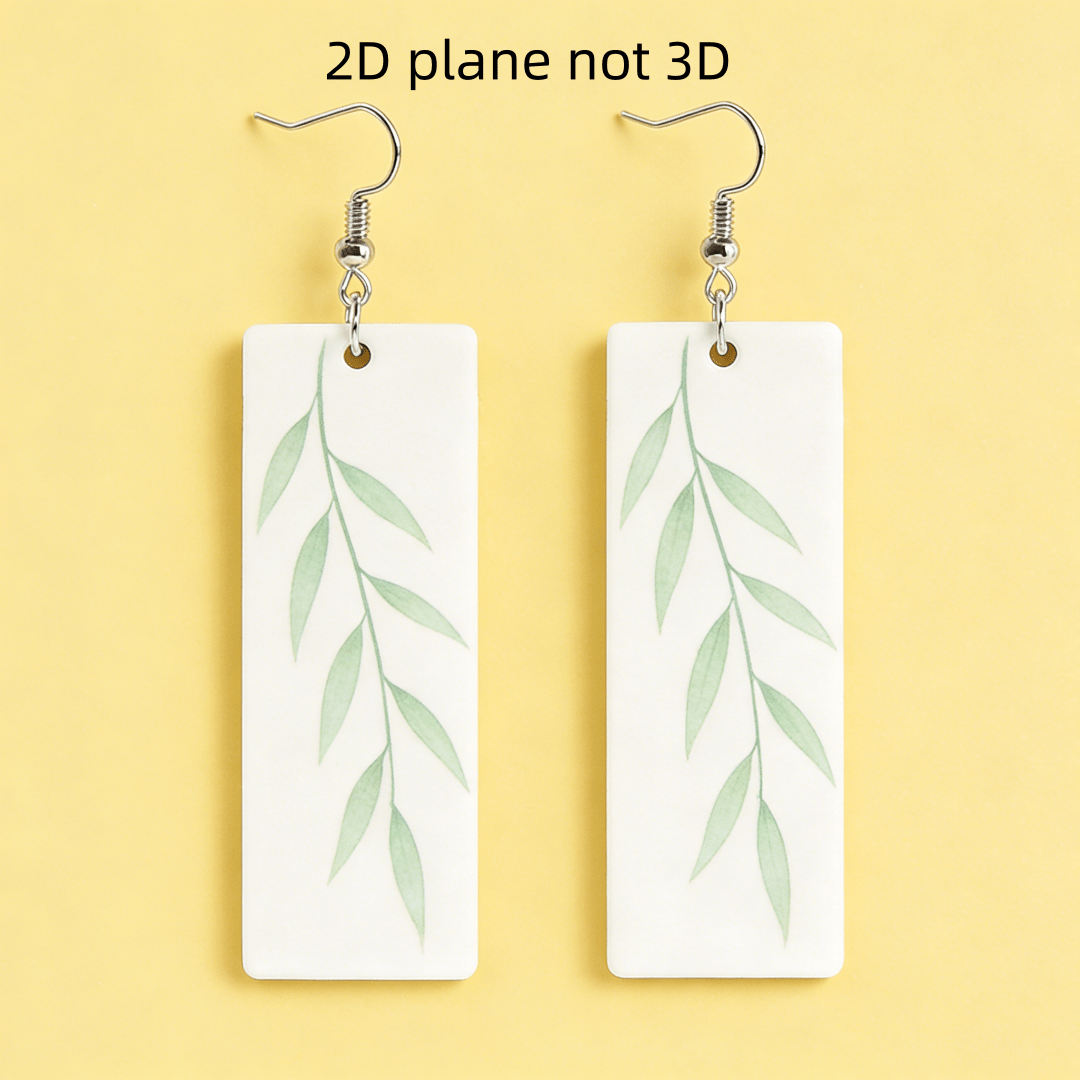 Willow Leaf Rectangular Acrylic Dangle Earrings, Minimalist Boho